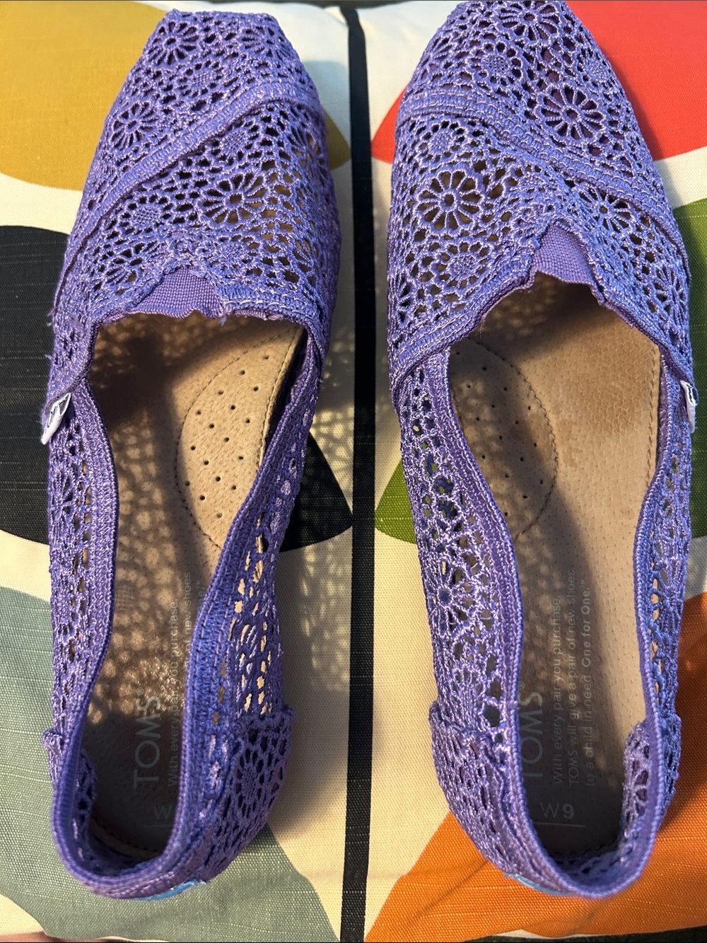Toms Lavender Crochet Slip-On Flats